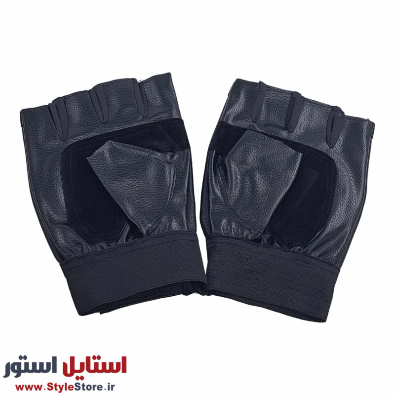 دستکش بدنسازی مدل نیم انگشت چرمی کد 1015