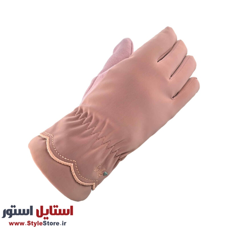 دستکش زنانه مدل AA طرح LOVE رنگ صورتی