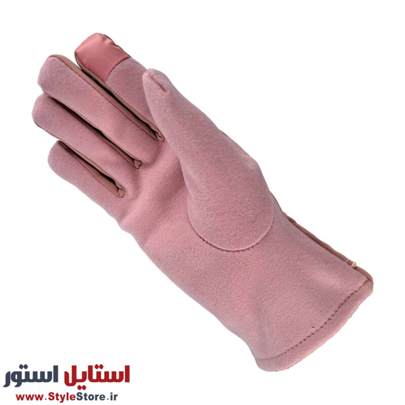 دستکش زنانه مدل AA طرح LOVE رنگ صورتی