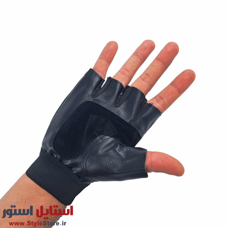 دستکش بدنسازی مدل نیم انگشت چرمی کد 1015
