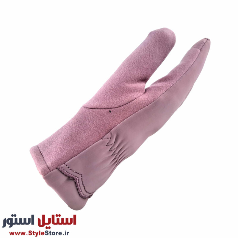 دستکش زنانه مدل AA طرح LOVE رنگ یاسی