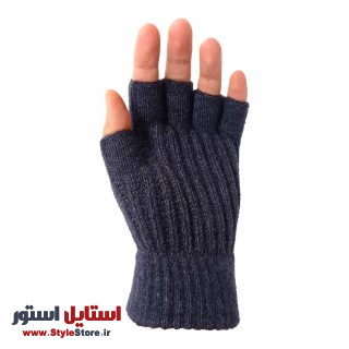 دستکش بافتنی مدل نیم انگشتی رنگ سرمه ای