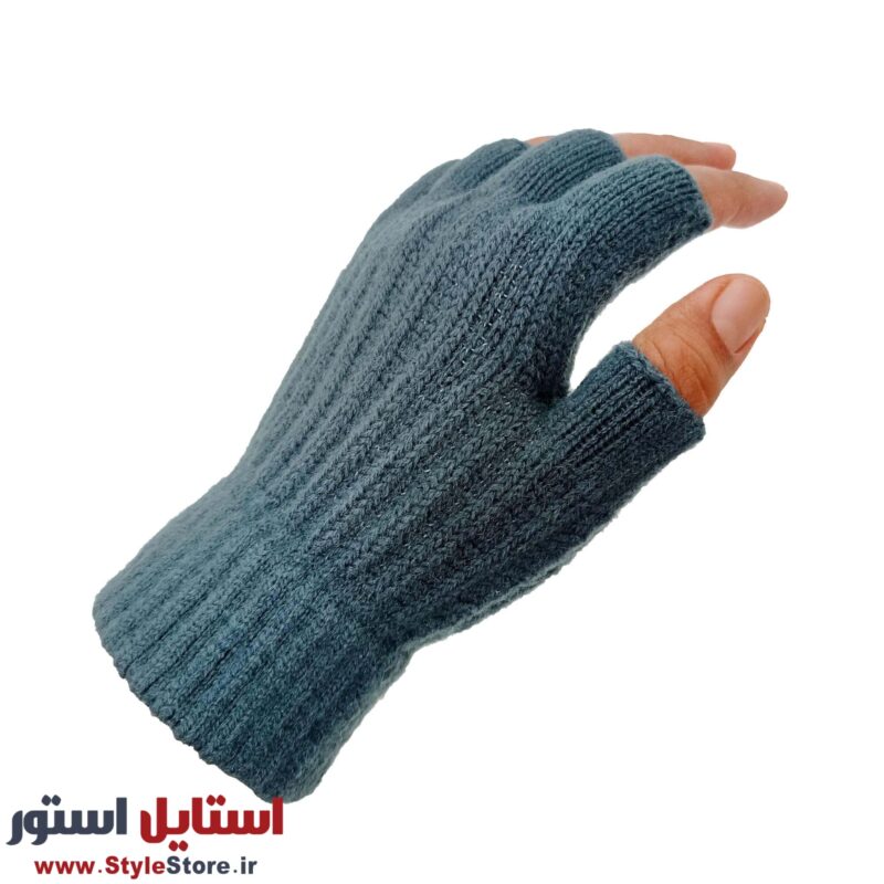دستکش بافتنی مدل نیم انگشتی رنگ سبز