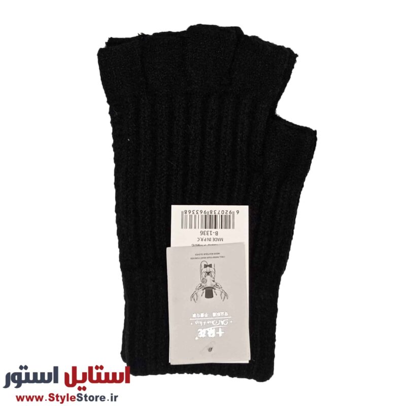 دستکش بافتنی مدل نیم انگشتی رنگ مشکی