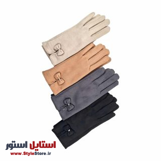 دستکش زنانه مدل جیر پاپیونی رنگ مشکی