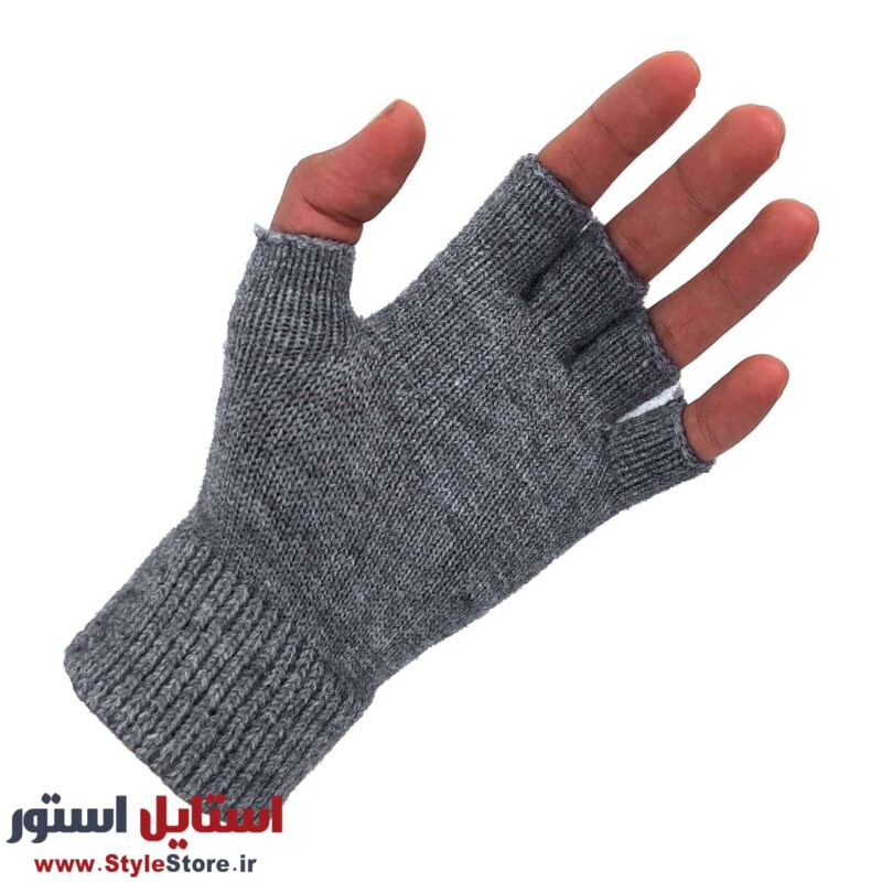 دستکش بافتنی دخترانه نیم انگشتی طرح پاپیون کد 1094