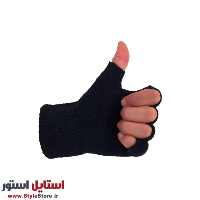 دستکش بافتنی دخترانه نیم انگشتی طرح پاپیون کد 1094