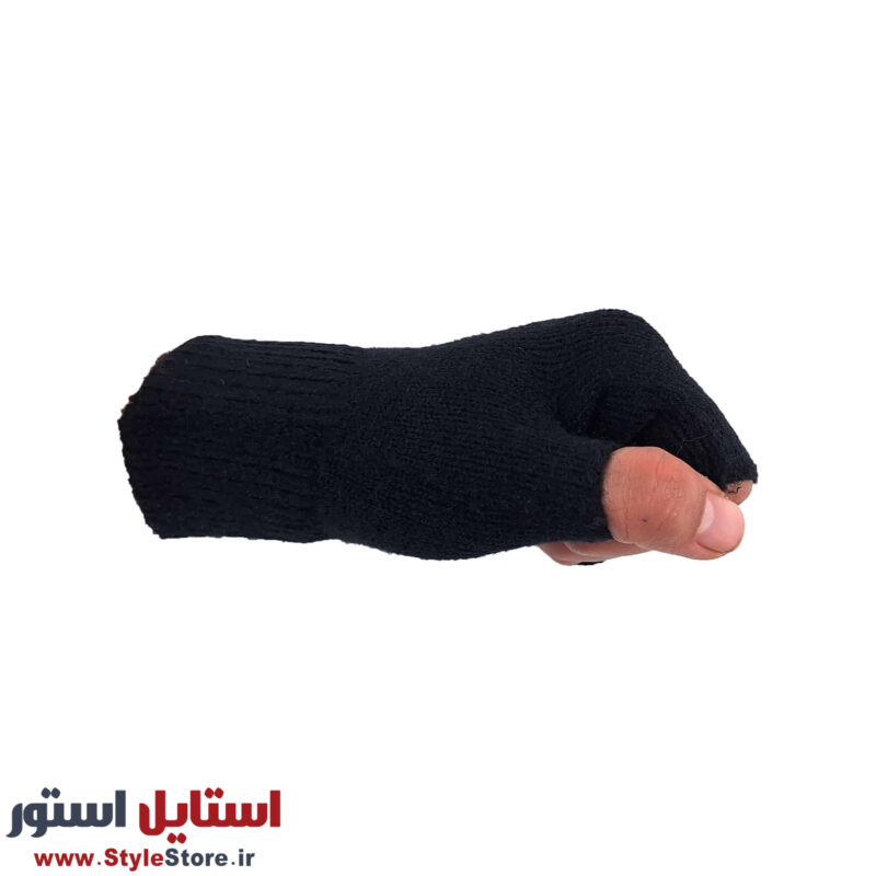 دستکش بافتنی دخترانه نیم انگشتی طرح پاپیون کد 1094