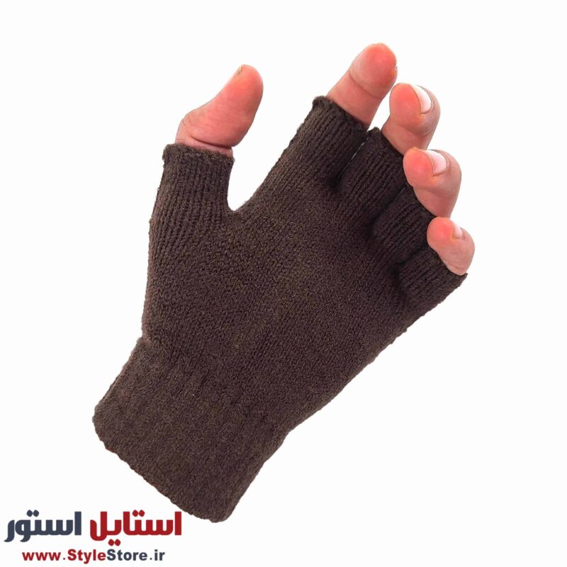 دستکش بافتنی دخترانه نیم انگشتی طرح پاپیون کد 1094