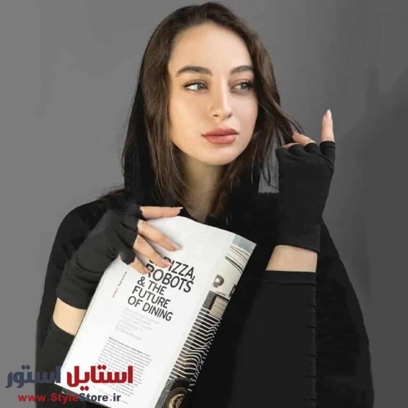 دستکش زنانه نیم انگشتی سیلکا کد 1099 رنگ مشکی