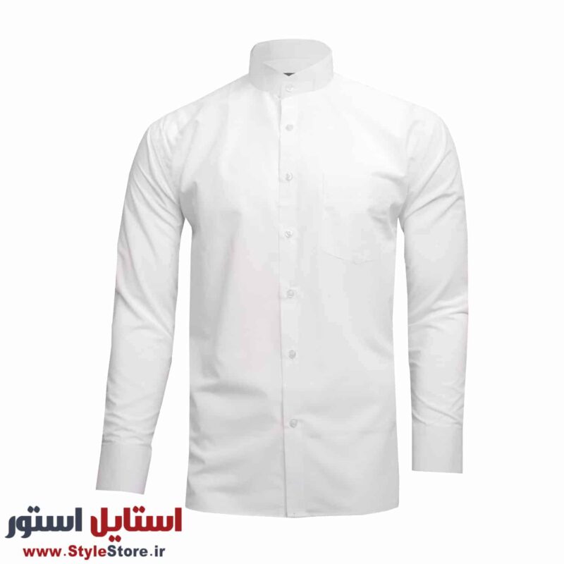 پیراهن آستین بلند مردانه نگین مدل دیپلمات رنگ سفید
