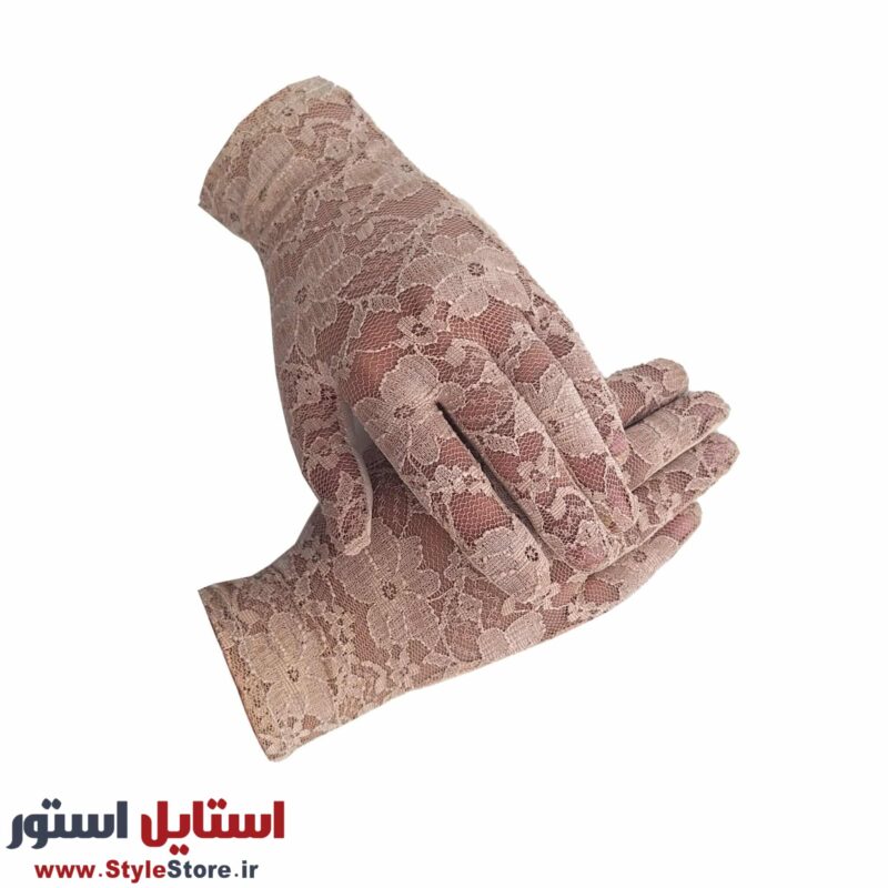 دستکش زنانه حکمت مدل گیپور کد 1097 رنگ کرم