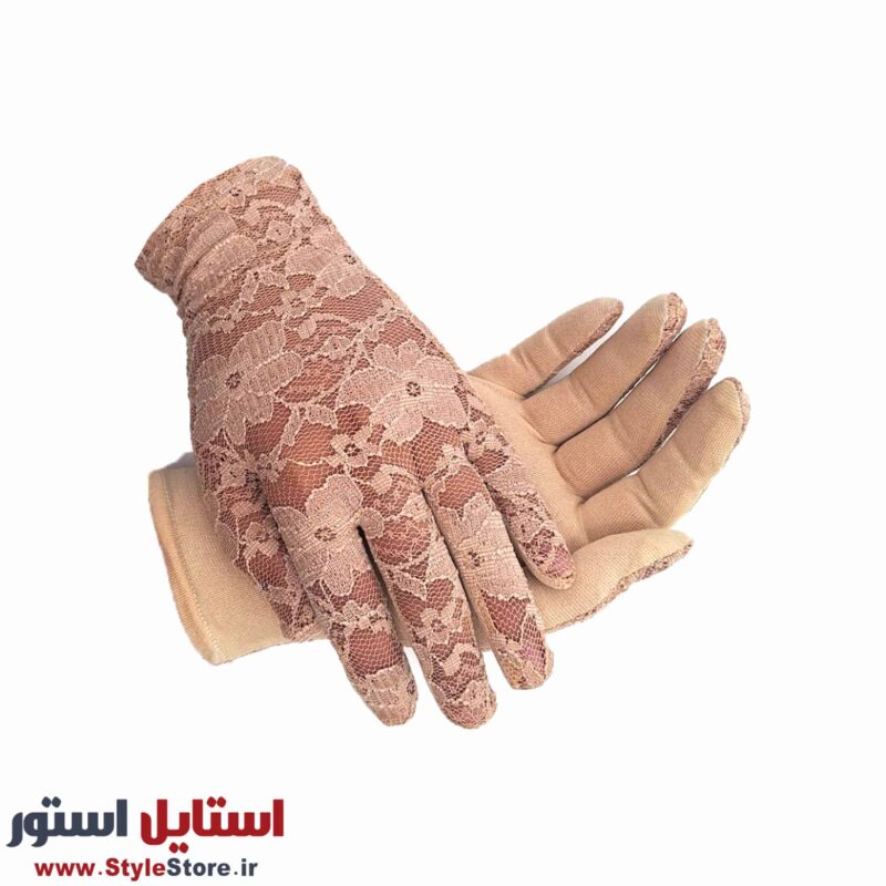 دستکش زنانه حکمت مدل گیپور کد 1097 رنگ کرم