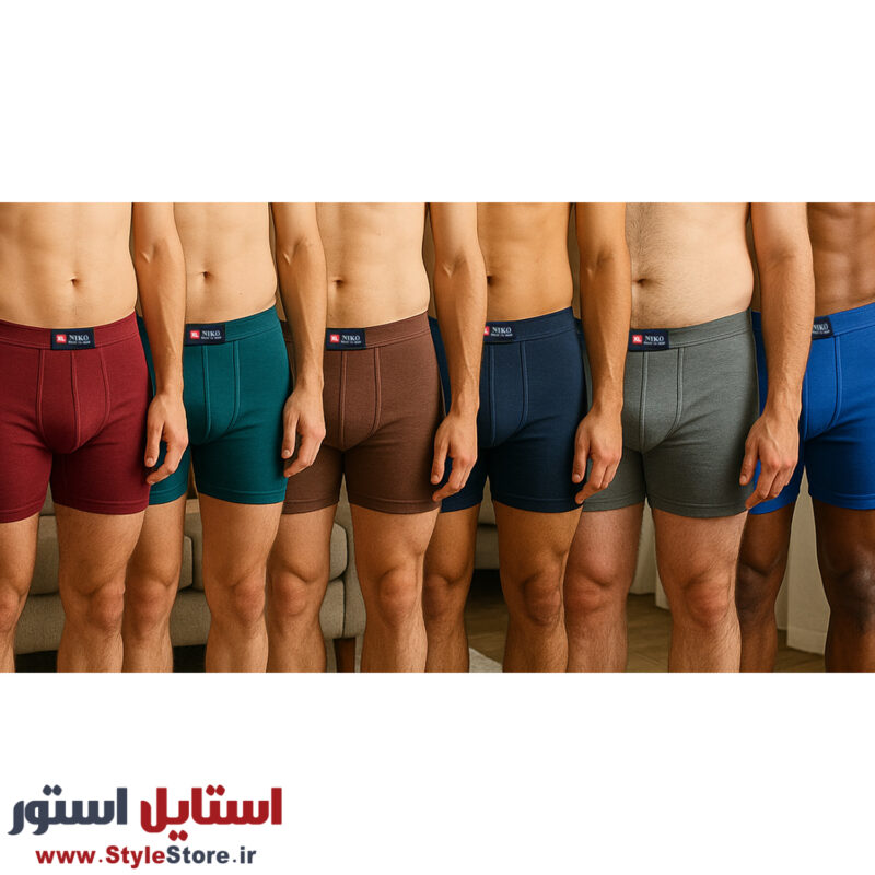شورت مردانه نیکو مدل پادار رنگ تیره مجموعه 6 عددی