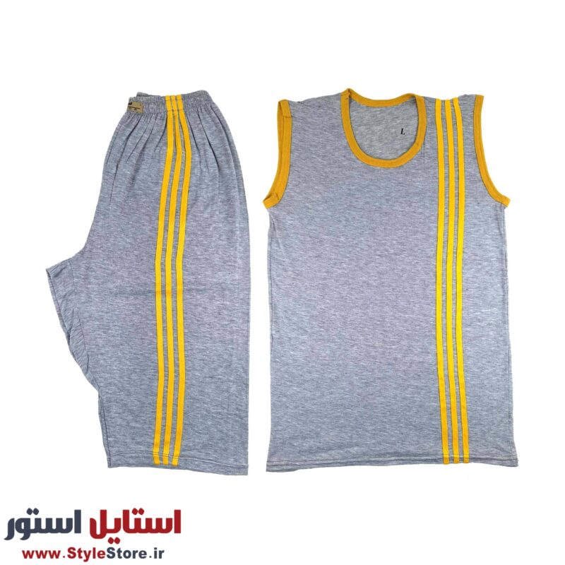 ست تاپ و شلوارک مردانه صدر مدل ZA رنگ طوسی