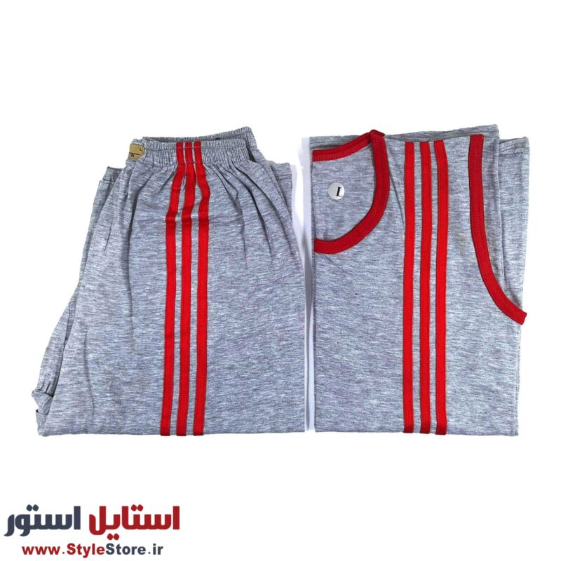 ست تاپ و شلوارک مردانه صدر مدل GH رنگ دودی