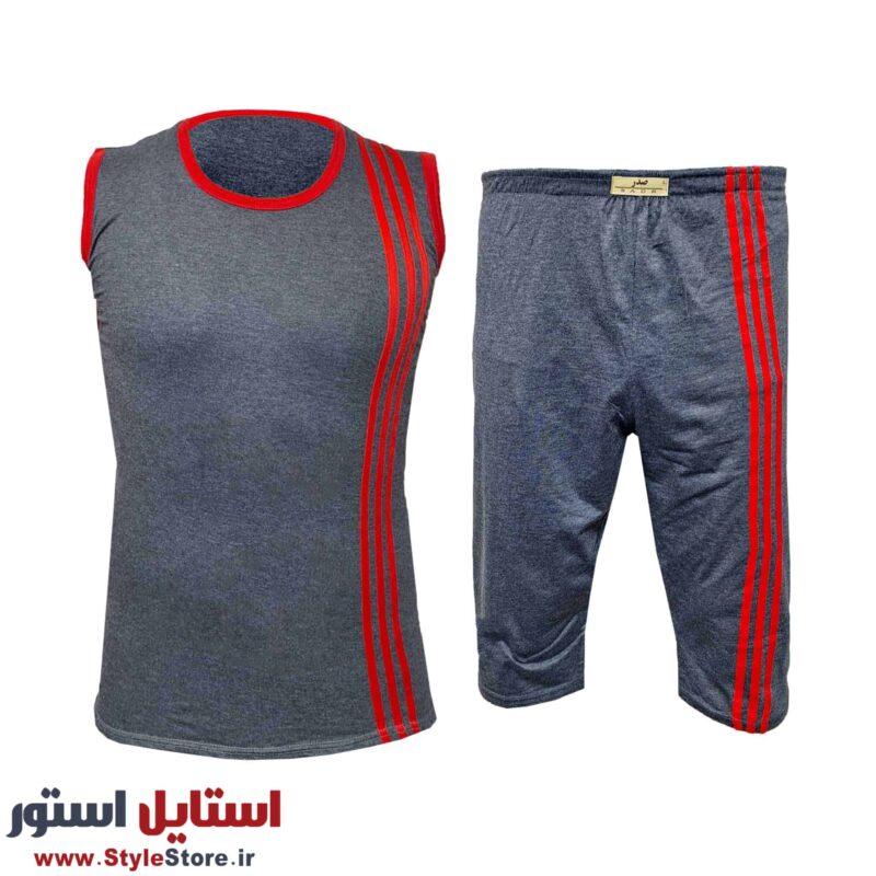 ست تاپ و شلوارک مردانه صدر مدل GH رنگ خاکستری