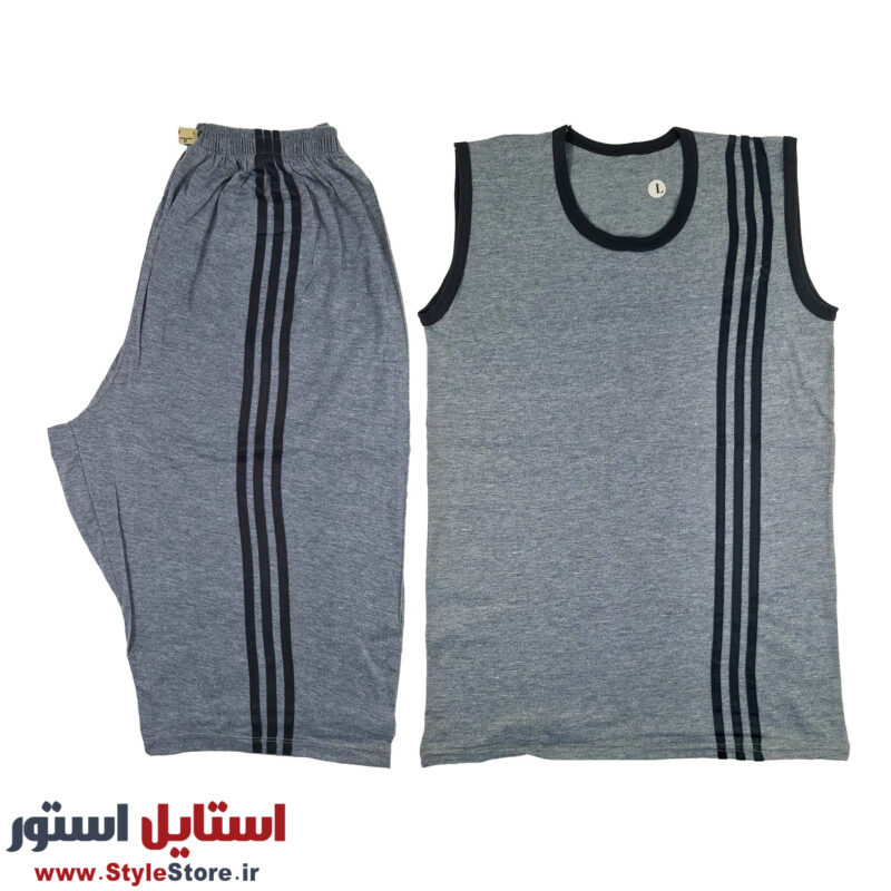 ست تاپ و شلوارک مردانه صدر مدل ME رنگ خاکستری