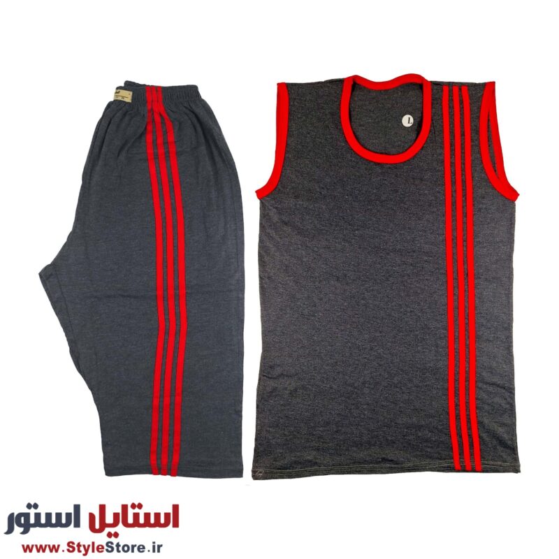 ست تاپ و شلوارک مردانه صدر مدل GH رنگ خاکستری
