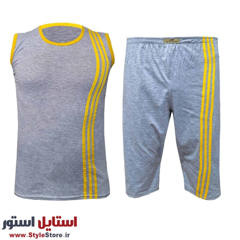 ست تاپ و شلوارک مردانه صدر مدل ZA رنگ طوسی