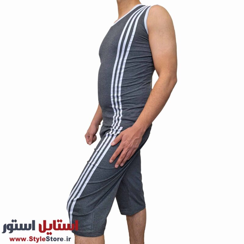 ست تاپ و شلوارک مردانه صدر مدل SE رنگ خاکستری