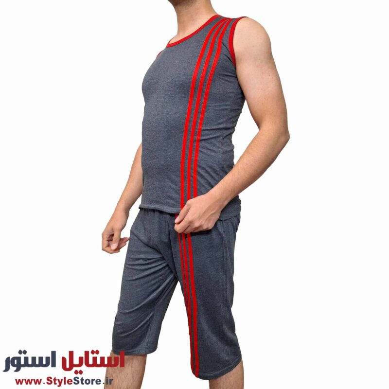 ست تاپ و شلوارک مردانه صدر مدل GH رنگ خاکستری