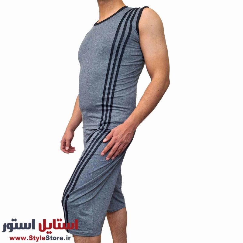 ست تاپ و شلوارک مردانه صدر مدل ME رنگ خاکستری
