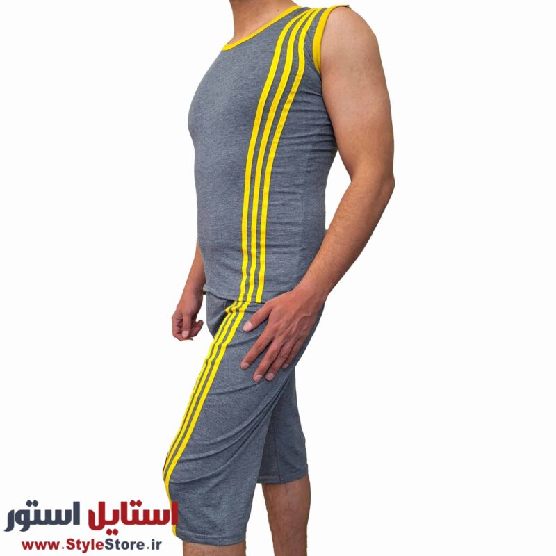 ست تاپ و شلوارک مردانه صدر مدل ZA رنگ طوسی