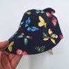 کلاه آفتابگیر بچگانه طرح پروانه کد 1288 رنگ مشکی