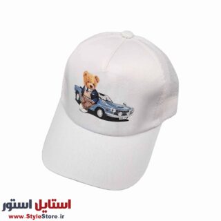 کلاه کپ بچگانه مدل CAR-TED کد 1207 رنگ سفید