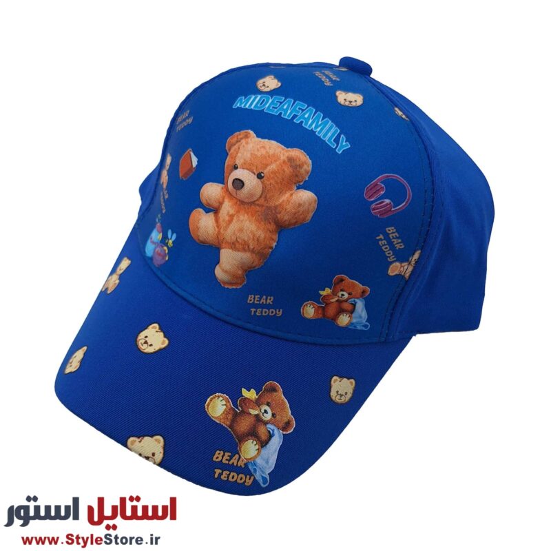 کلاه کپ پسرانه مدل خرس برجسته کد 1143 رنگ آبی