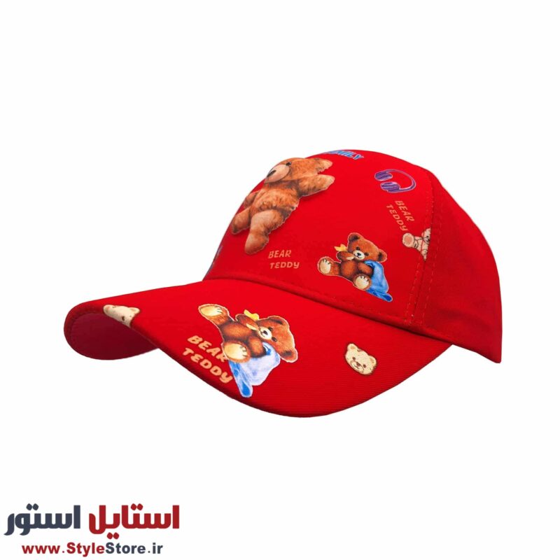 کلاه کپ پسرانه مدل خرس برجسته کد 1143 رنگ قرمز