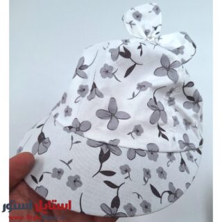 کلاه آفتابگیر بچگانه طرح گل کد 1292 رنگ سفید