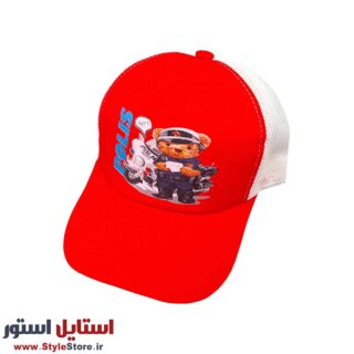 کلاه کپ بچگانه مدل پلیس کد 1218 رنگ قرمز