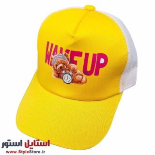 کلاه کپ بچگانه مدل WAKE UP کد 1189 رنگ زرد