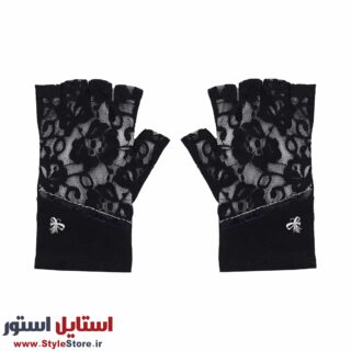 دستکش زنانه سیلکا مدل نیم انگشت گیپور رنگ مشکی