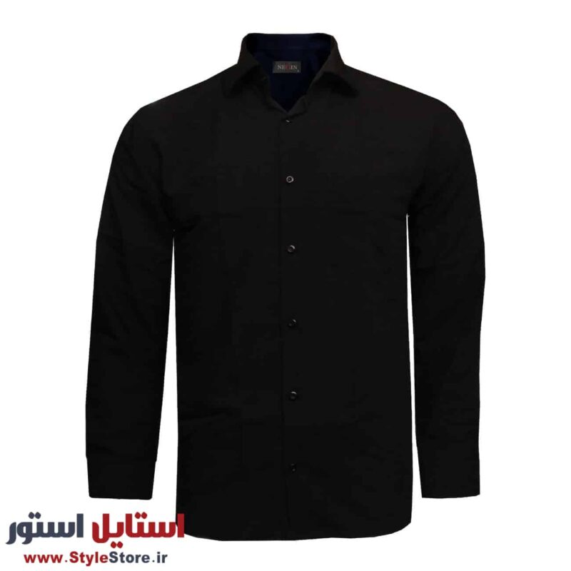 پیراهن مردانه نگین کد YA-20351 رنگ مشکی