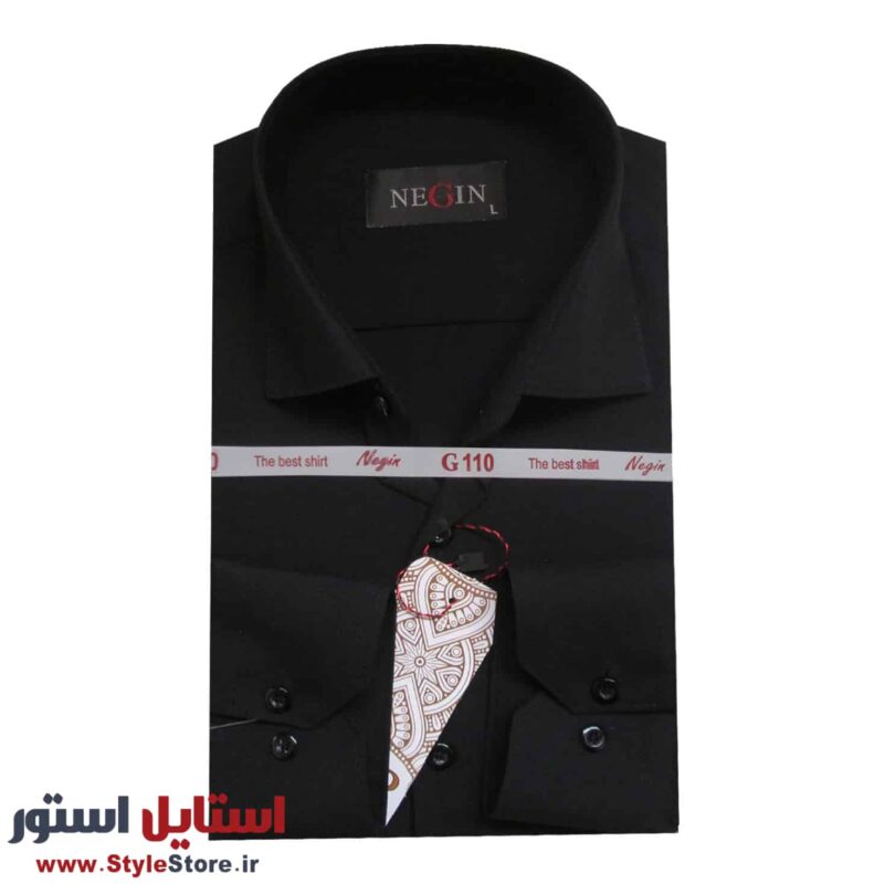 پیراهن مردانه نگین کد YA-20351 رنگ مشکی