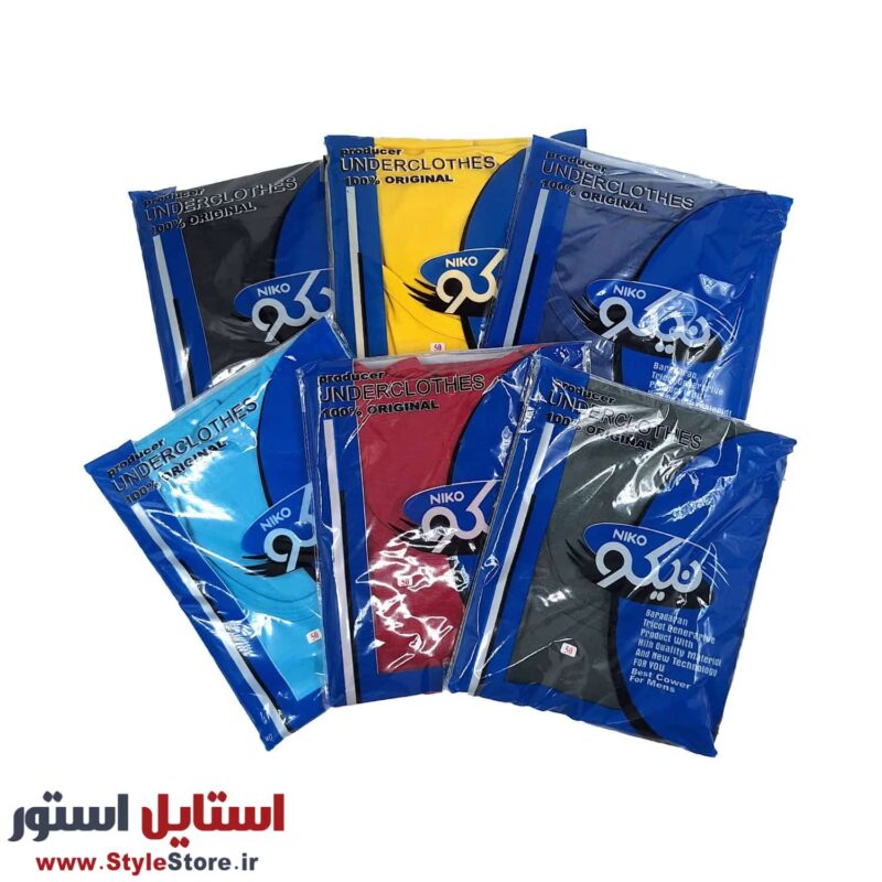 زیرپوش رکابی مردانه نیکو رنگ شاد پک 6 عددی