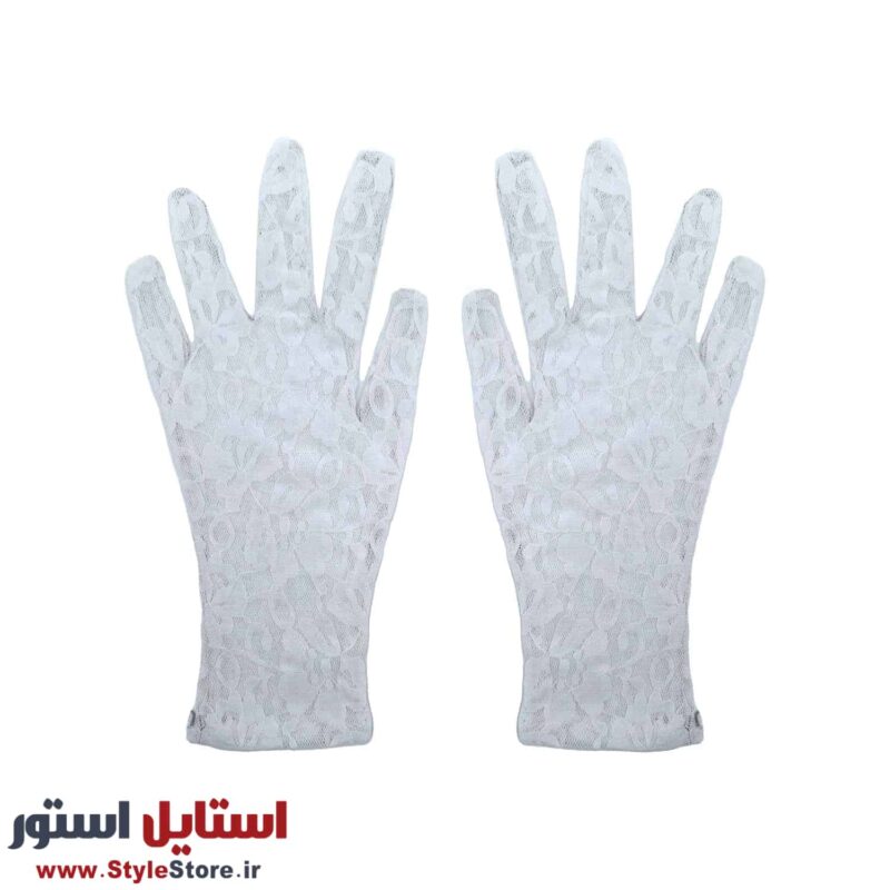 دستکش زنانه سیلکا مدل گیپور کد 1324 رنگ سفید