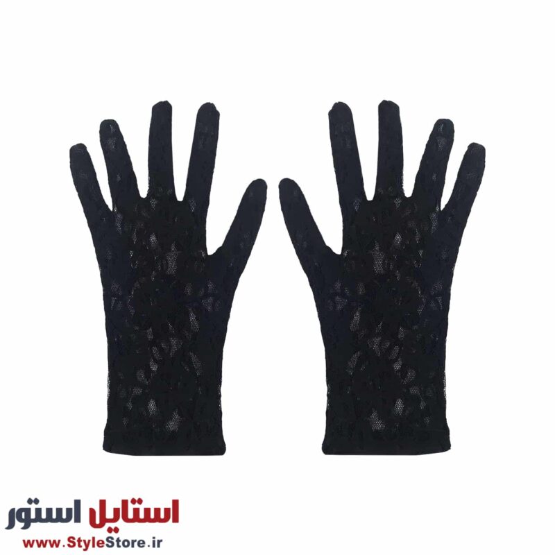 دستکش زنانه سیلکا مدل گیپور کد 1324 رنگ مشکی