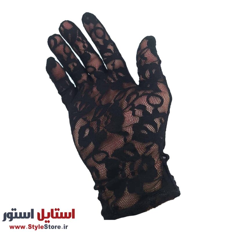 دستکش زنانه سیلکا مدل گیپور کد 1324 رنگ مشکی