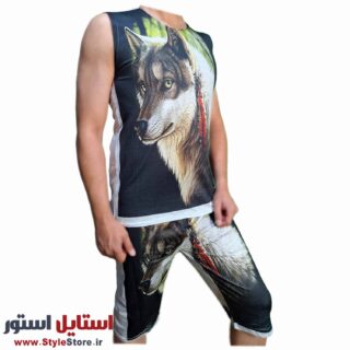 ست تاپ و شلوارک مردانه مدل گرگ کد 1327