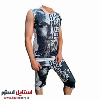 ست تاپ و شلوارک مردانه مدل Waste your time کد 1328