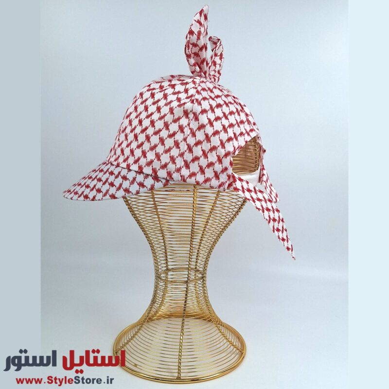 کلاه آفتابگیر دخترانه مدل فرکانسی رنگ قرمز