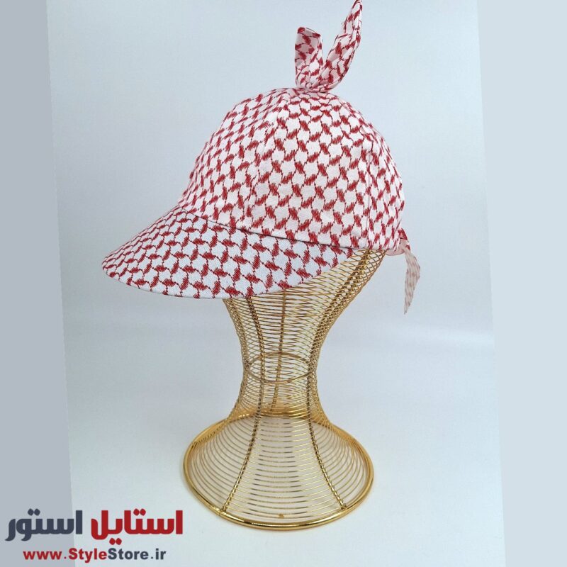 کلاه آفتابگیر دخترانه مدل فرکانسی رنگ قرمز
