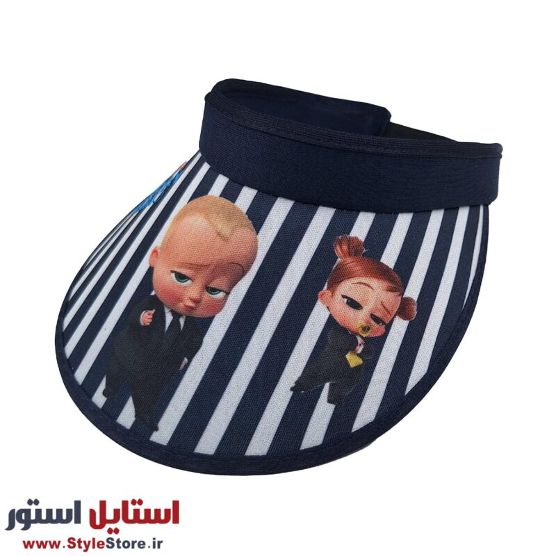 کلاه آفتابگیر پسرانه مدل بچه رئیس رنگ سرمه ای