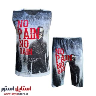 ست تاپ و شلوارک مردانه مدل NO PAIN NO GAIN کد 1326