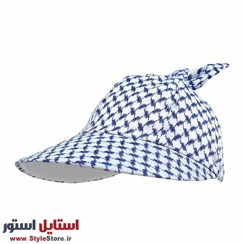 کلاه آفتابگیر دخترانه مدل فرکانسی رنگ آبی