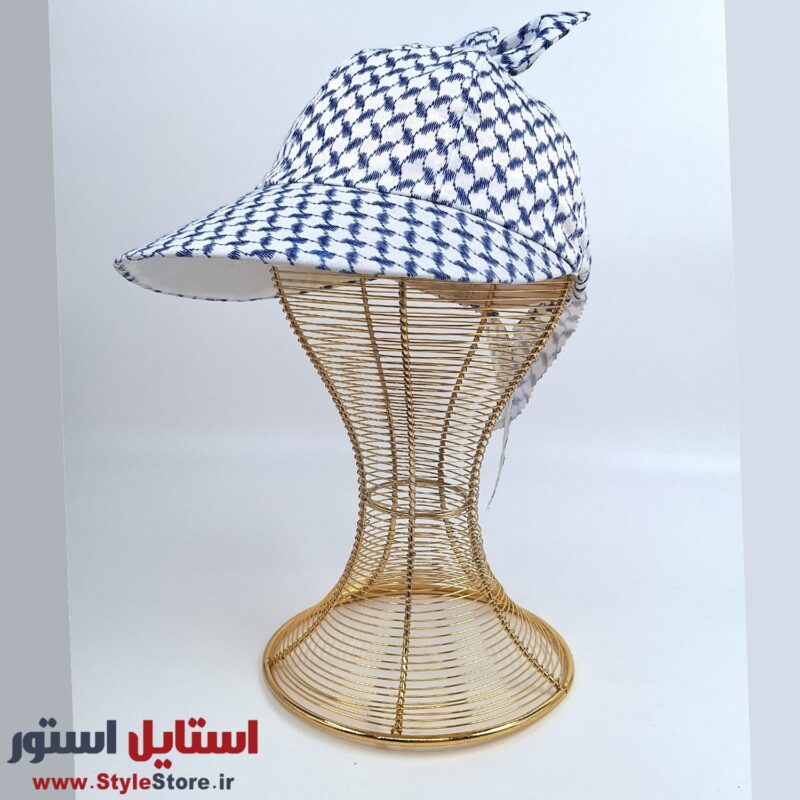 کلاه آفتابگیر دخترانه مدل فرکانسی رنگ آبی